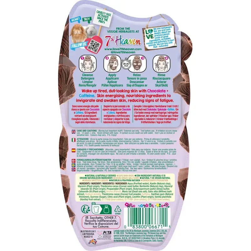 7 Heaven Mascarilla Barro Chocolate Con Cafeína Nutre Y Estimula , 15 gr - Image 2