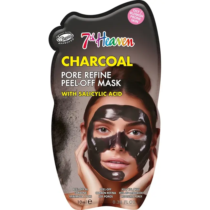 7 Heaven Mascarilla Peel-Off Carbón Con Ácido Salicílico Refina Los Poros , 10 ml