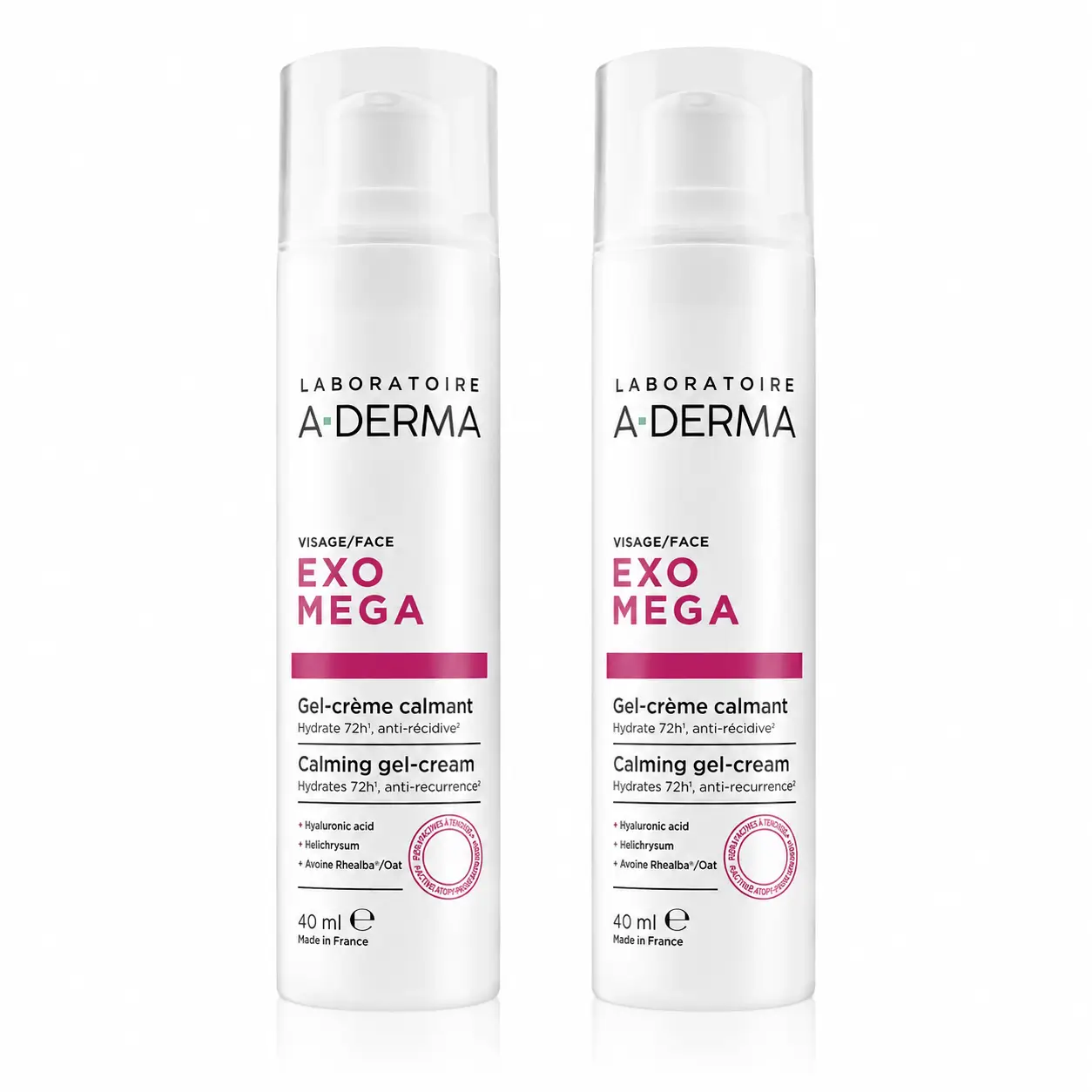 A-Derma Exomega Gel-Crema Facial Calmante, 40 ml, pack 2