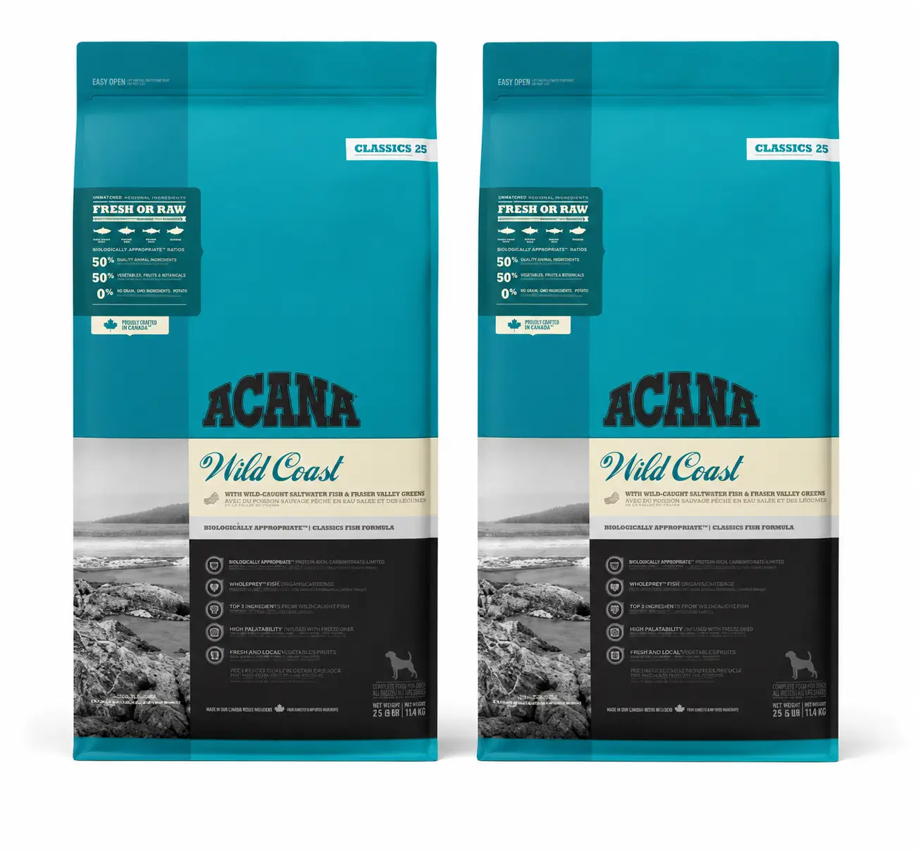 Acana Canine Adult Classics Wild Coast 14,5 Kg Pienso Para Perros , pack 2