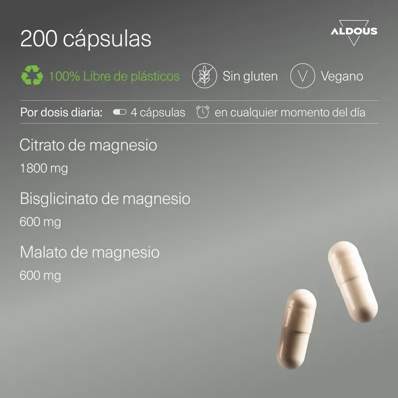 Aldous Bio Magnesio Complex Triple 3000Mg, 200 cápsulas - Image 3