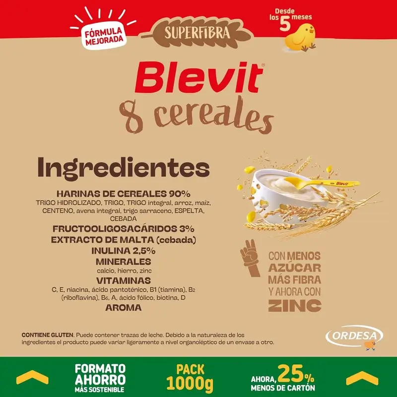 Blevit Alimentación Infantil Superfibra 8 Cereales Formato Ahorro, 1000 gr - Image 6