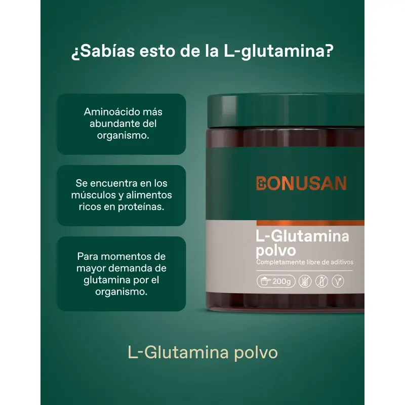 Bonusan L-Glutamina Polvo, 500 gramos de polvo - Image 2