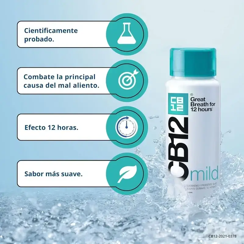 Cb12 Mild Enjuague Bucal Halitosis Sabor Menta Suave, 2X250 Ml - Image 6