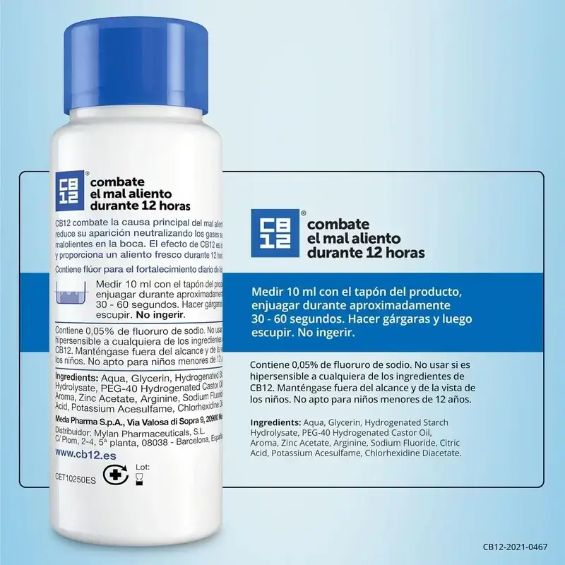 Cb12 Mint Enjuague Bucal Halitosis Sabor Menta, 2X250 Ml - Image 8