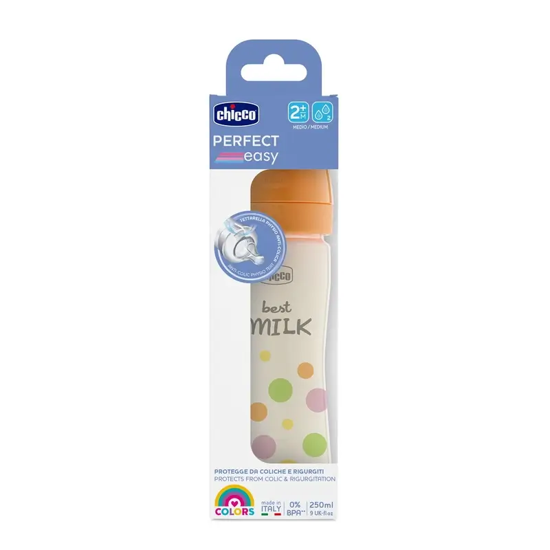 Chicco Biberón Perfecteasy Silicona Naranja 250 Ml Flujo Medio 2M+ - Image 2