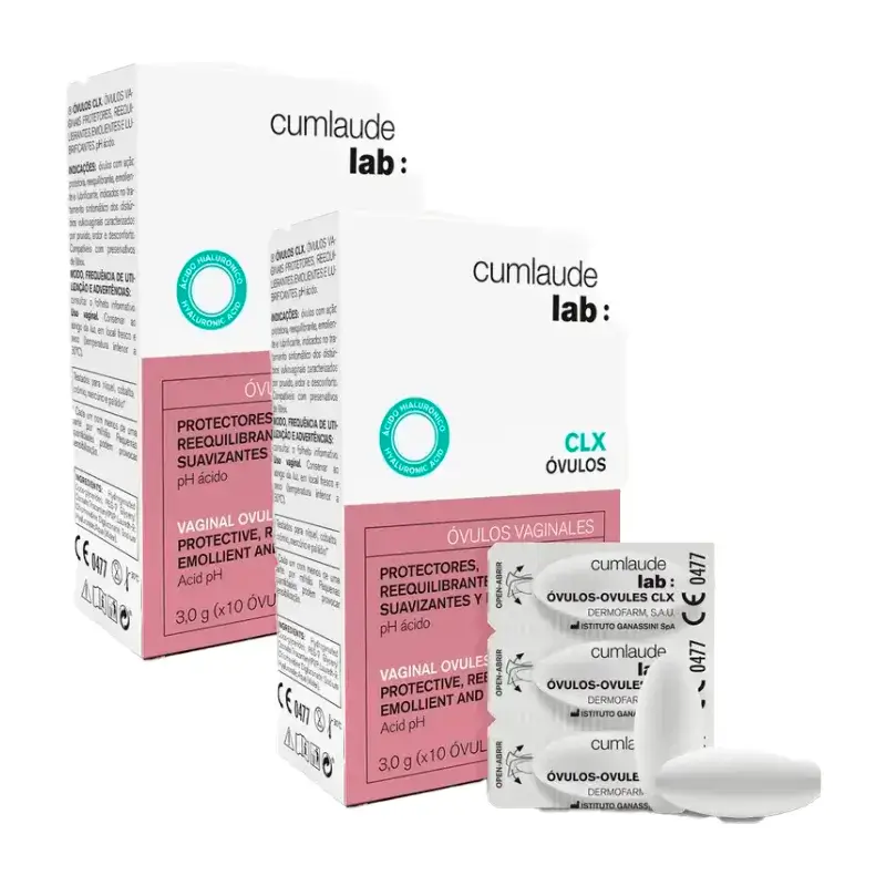 Cumlaude Lab Óvulos CLX Hidratantes y Calmantes, Pack 2 x 10 Unidades