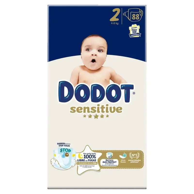 Dodot Pañal Sensitive Jumbo Pack Talla 2 , 2x88 Unidades + Toallitas Aqua Plastic Free Box 6X48 (288 Unidades) - Image 2