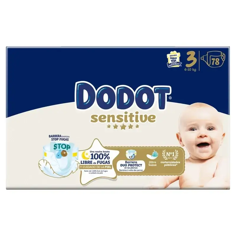 Dodot Pañal Sensitive Jumbo Pack Talla 3 , 2x78 Unidades + Toallitas Aqua Plastic Free Box 6X48 (288 Unidades) - Image 3
