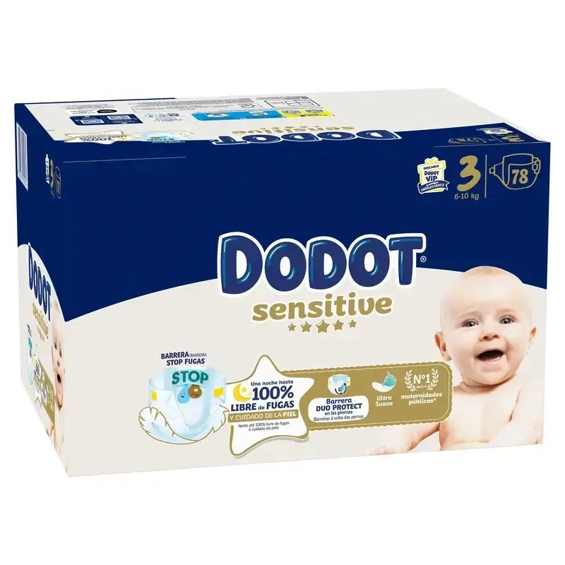 Dodot Pañal Sensitive Jumbo Pack Talla 3 , 2x78 Unidades + Toallitas Aqua Plastic Free Box 6X48 (288 Unidades) - Image 4
