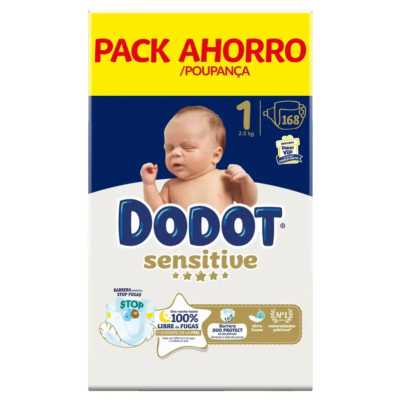 Dodot Sensitive Talla 1, Pañales, 2Kg-5Kg , 168 uds - Image 4