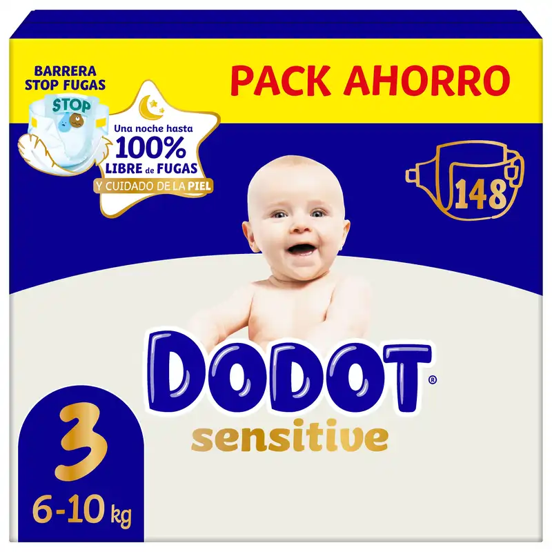 Dodot Sensitive Talla 3, Pañales, 6Kg-10Kg , 148 uds
