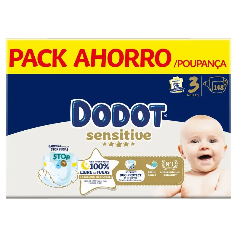 Dodot Sensitive Talla 3, Pañales, 6Kg-10Kg , 148 uds - Image 2