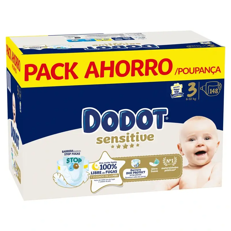 Dodot Sensitive Talla 3, Pañales, 6Kg-10Kg , 148 uds - Image 3