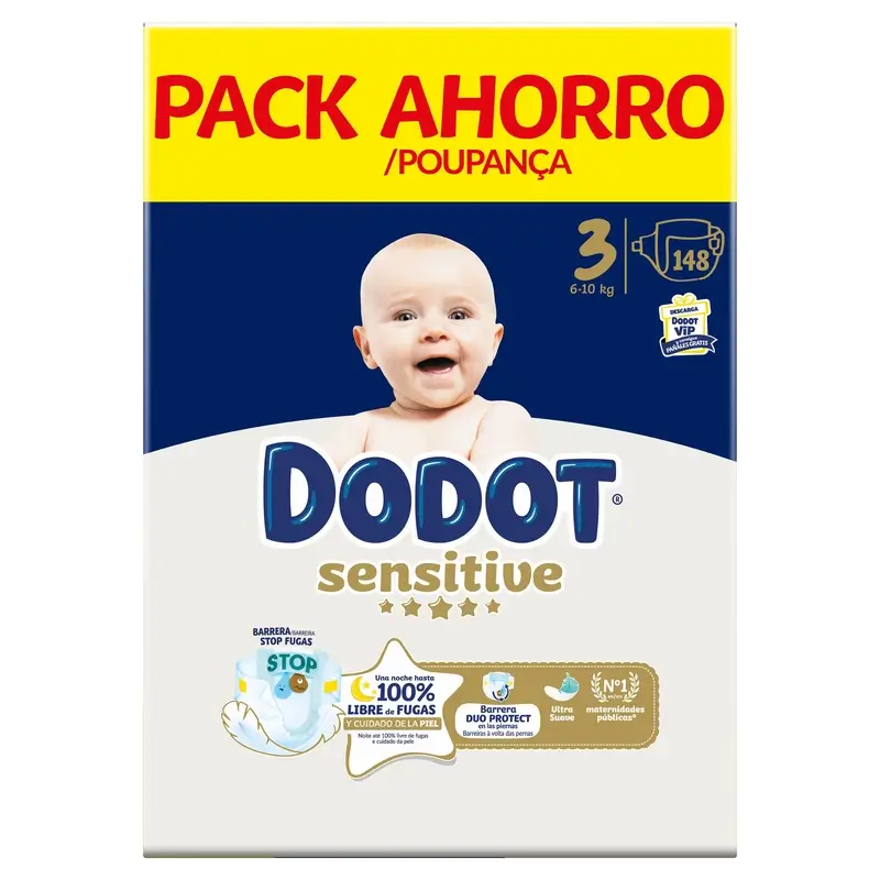 Dodot Sensitive Talla 3, Pañales, 6Kg-10Kg , 148 uds - Image 4
