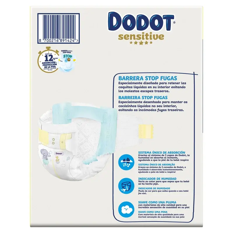 Dodot Sensitive Talla 3, Pañales, 6Kg-10Kg , 148 uds - Image 5