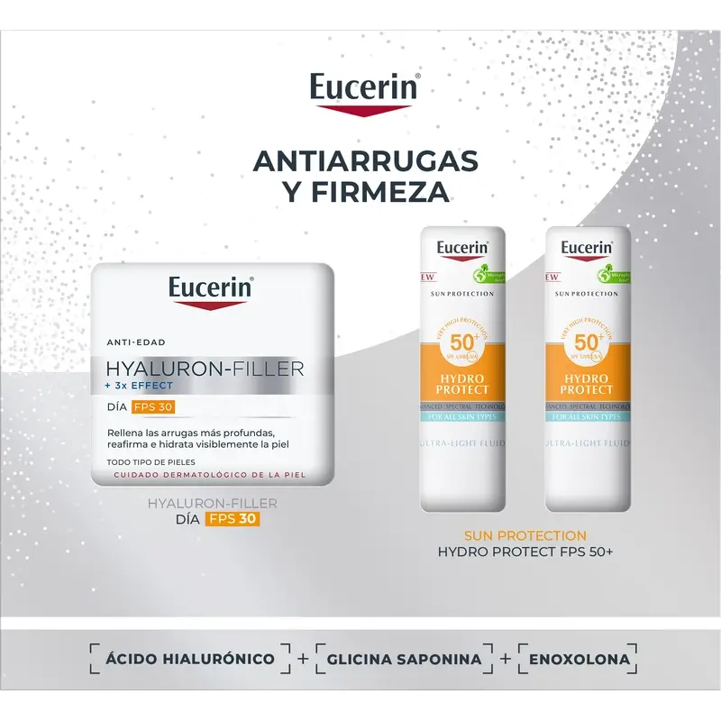 Eucerin Pack Antiedad Hyaluron-Filler Crema De Día Fps 30 50Ml + 2 Minis Sun Hydro Protect Fps 50+ 2X5Ml - Image 3