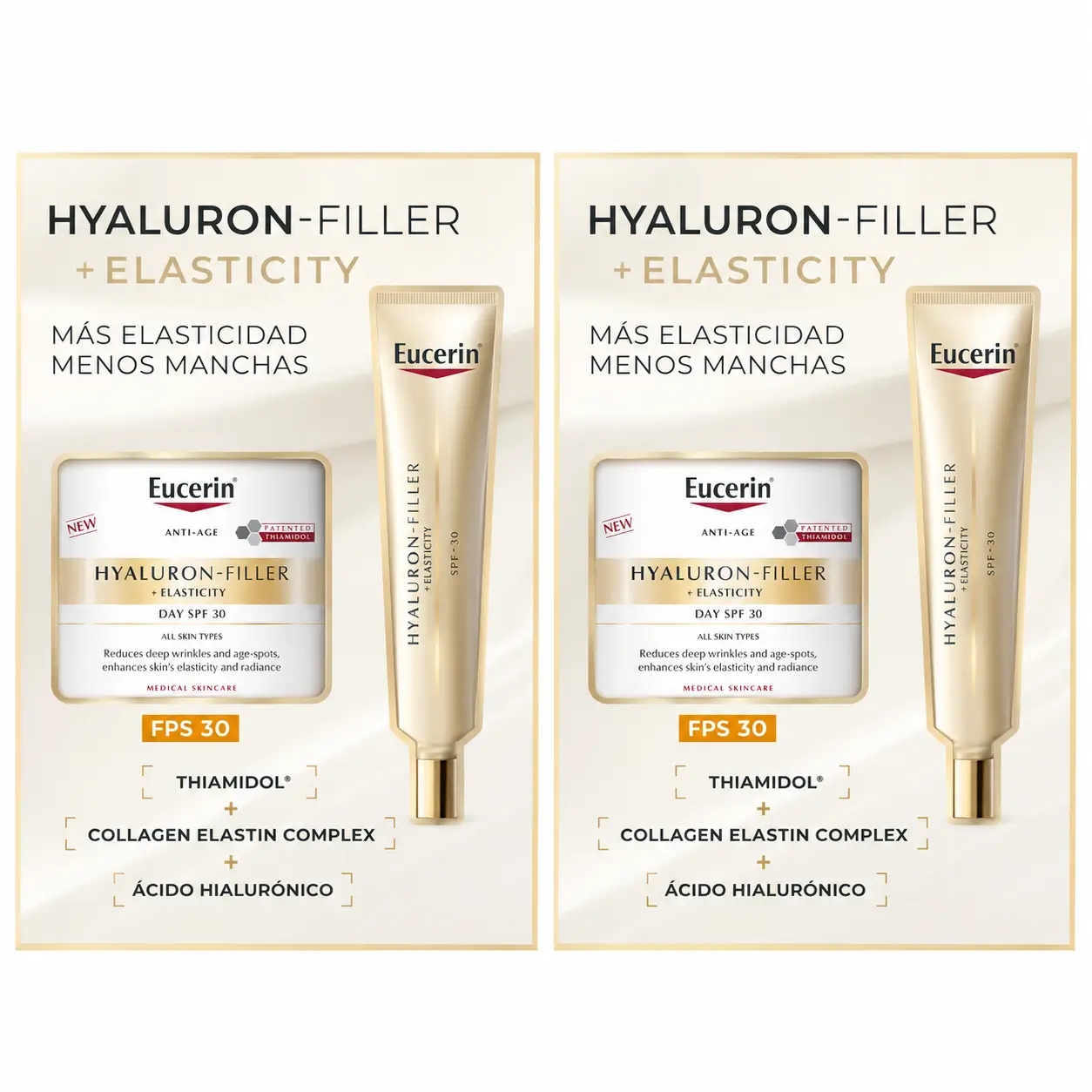 Eucerin Pack Hyaluron Filler Elasticity Crema Día Spf30 50Ml + Contorno De Ojos 15Ml , pack 2