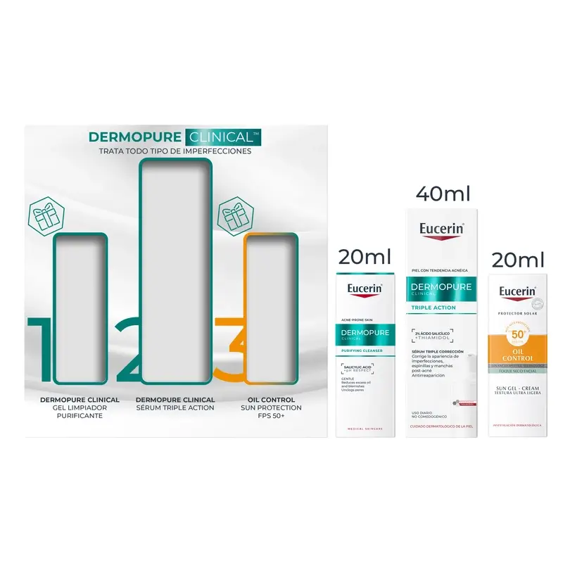 Eucerin Pack Piel Grasa Dermopure Serum, 40 Ml + Mini Gel Limpiador 20 Ml + Mini Solar 20 Ml - Image 2