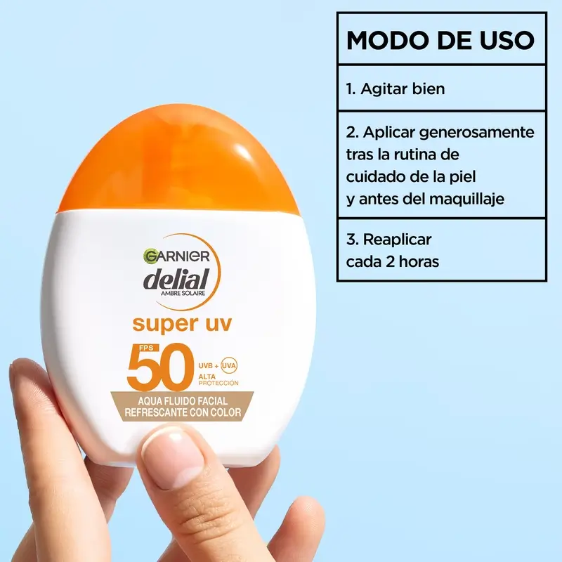 Garnier Delial Super Uv Agua Fluido Facial Refrescante Spf 50 Efecto Mate, 50 ml - Image 7