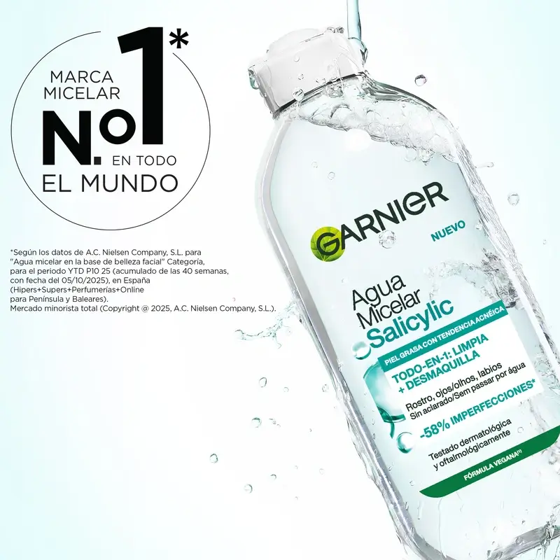 Garnier Face Cleansing Products Agua Micelar Salicylic Anti-Imperfecciones , 400 ml - Image 5
