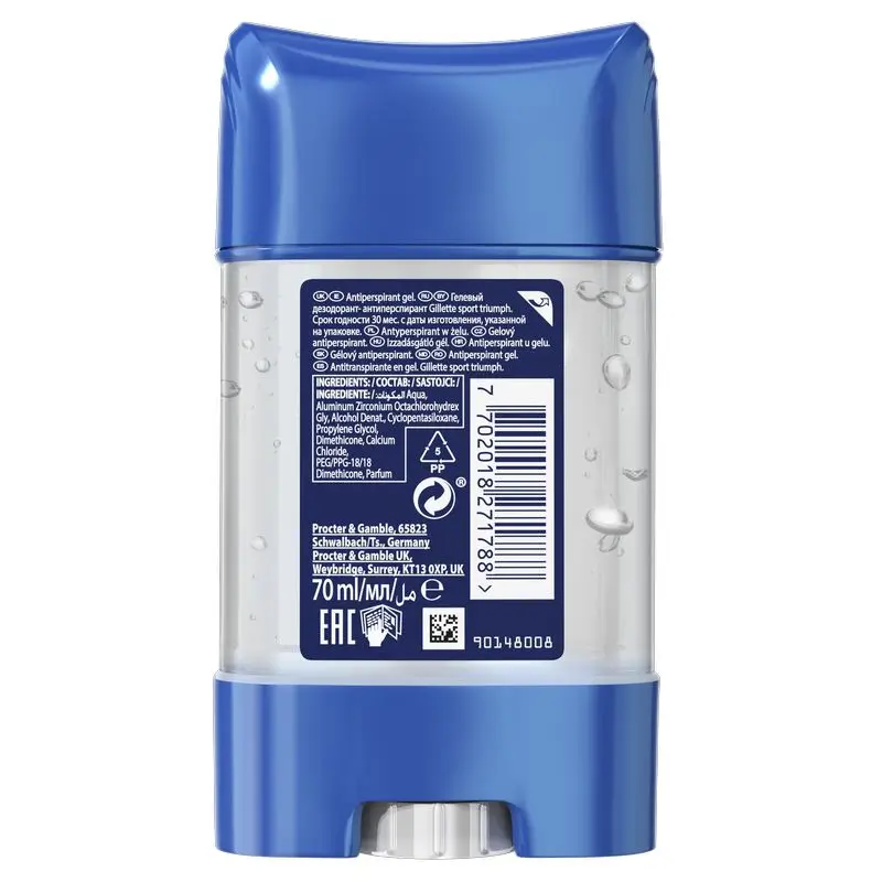 Gillette Desodorante Clear Gel  Anti Transpirante Triumph Sport 70Ml - Image 2