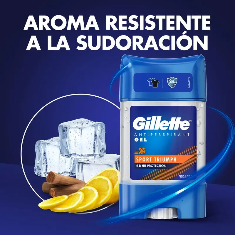 Gillette Desodorante Clear Gel  Anti Transpirante Triumph Sport 70Ml - Image 4