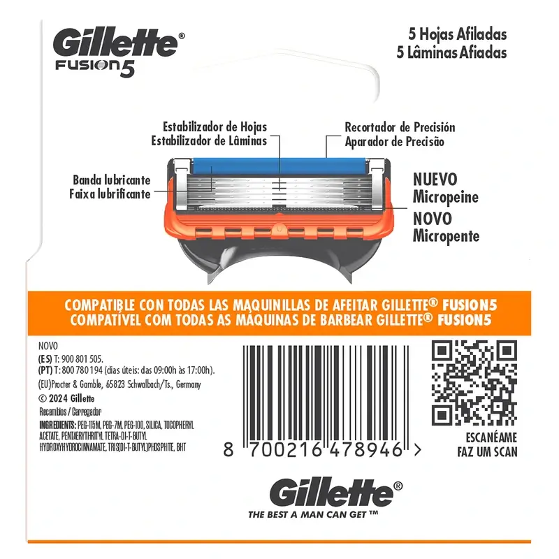 Gillette Fusion5 Proglide 4 Recambios Maquinilla De Afeitar Banda De Gel Lubricante , 4 unidades - Image 3