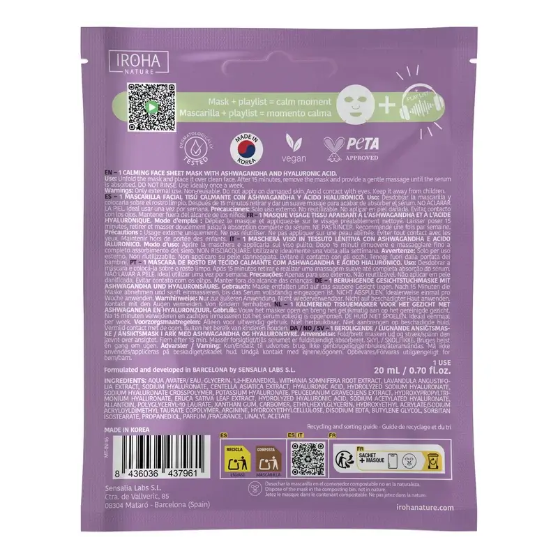 Iroha Nature Mascarilla Facial Mindful Ritual Hidratante & Calmante , 1 unidad - Image 2
