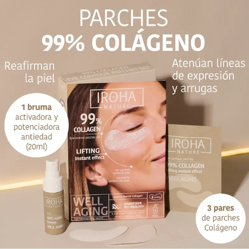 Iroha Nature Parches Ojos 99% Colágeno 6 Unidades + Bruma Activadora 20 Ml - Image 2