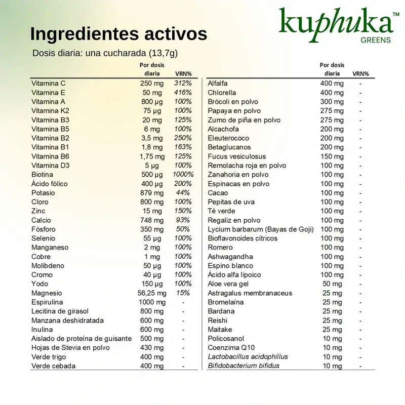 Kuphuka Greens Suplemento Nutricional 100% Natural Y Holistico Manzana Y Vainilla, 411 gr - Image 5