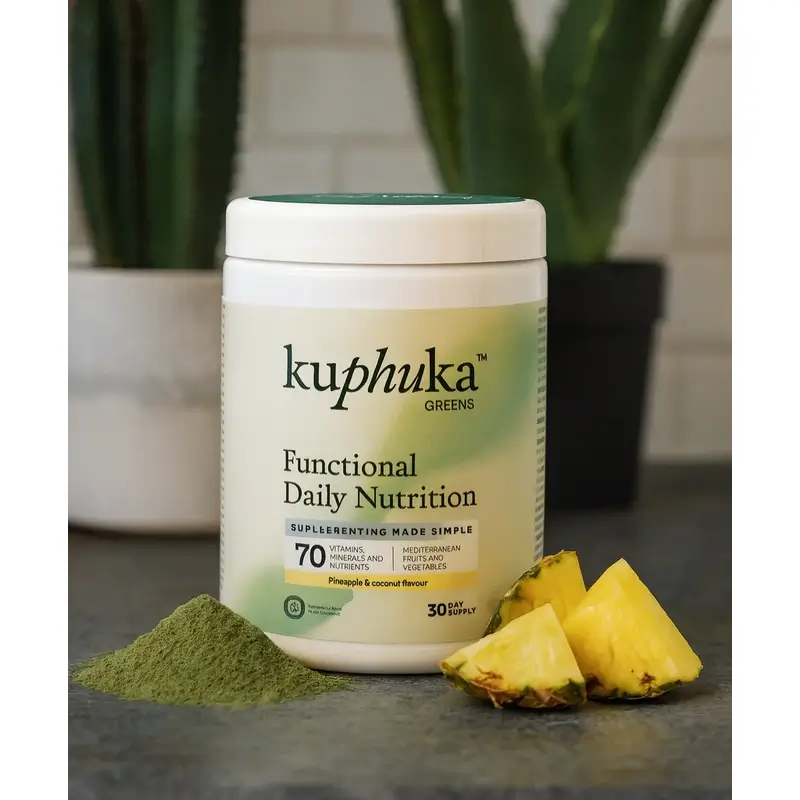 Kuphuka Greens Suplemento Nutricional 100% Natural Y Holistico Piña Y Coco, 411 gr - Image 2