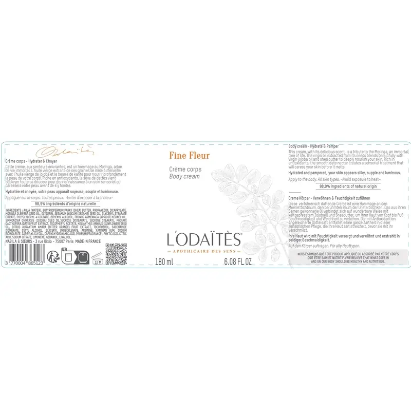 L'Odaïtès Corporal Fine Fleur - Crema Corporal , 180 ml - Image 2
