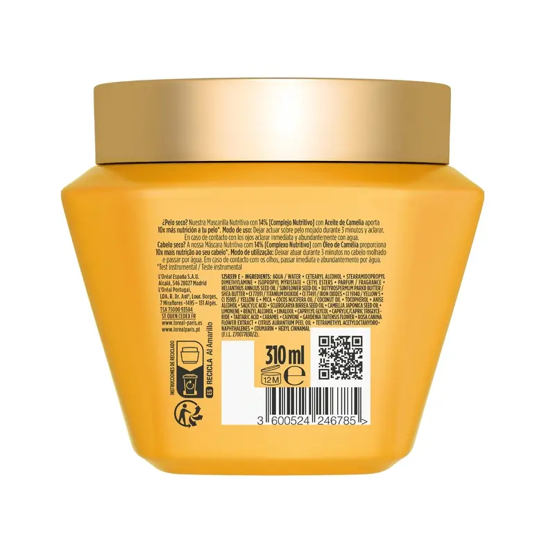 L'Oréal Paris Elvive Aceite Extraordinario Mascarilla Nutritiva, 310 ml - Image 2