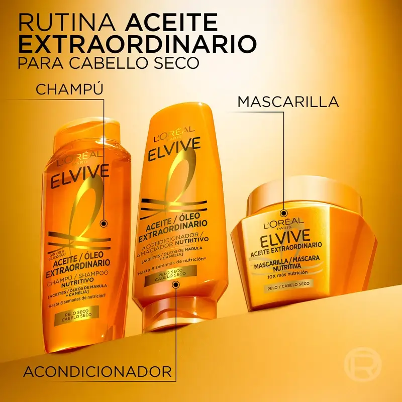 L'Oréal Paris Elvive Aceite Extraordinario Mascarilla Nutritiva, 310 ml - Image 8