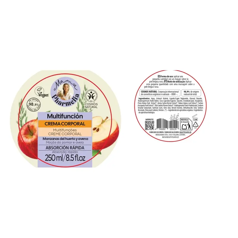 Mama Pharmelia Crema Corporal Multifunción Con Manzanas Del Huerto Y Avena, 250 Ml - Image 2