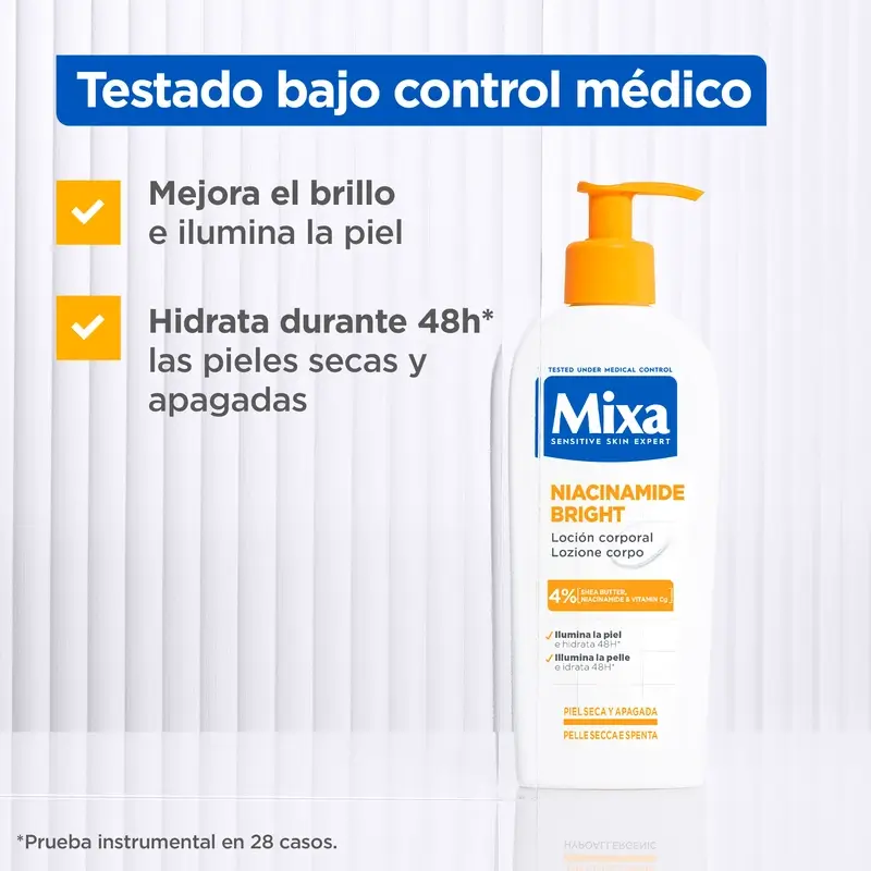 Mixa Niacinamida Bright Loción Corporal Pieles Secas Y Apagadas , 250 ml - Image 3
