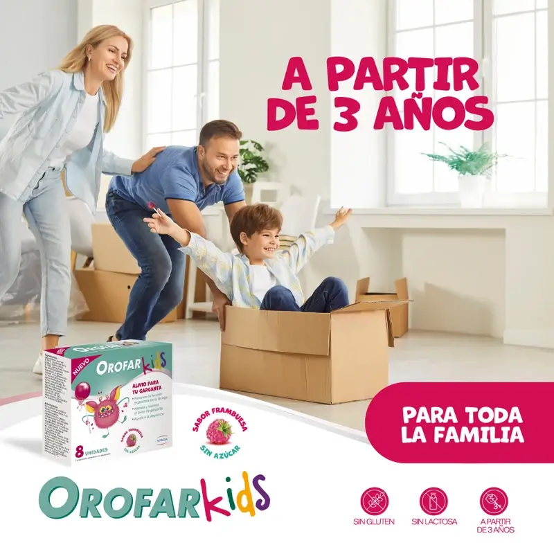 Orofar Kids Piruletas Para Picor De Garganta Sabor Frambuesa Sin Azúcar , 8 piruletas - Image 6