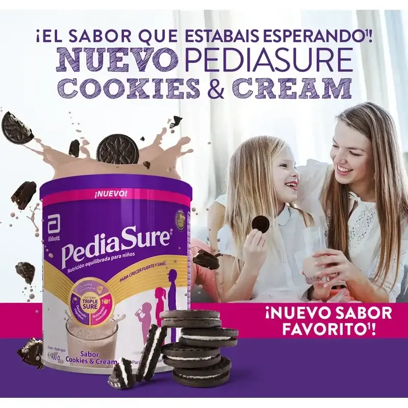 Pediasure Cookies & Cream + Drink Chocolate Niños, 850 gr + 4 Botellas Chocolate x 220 ml - Image 3