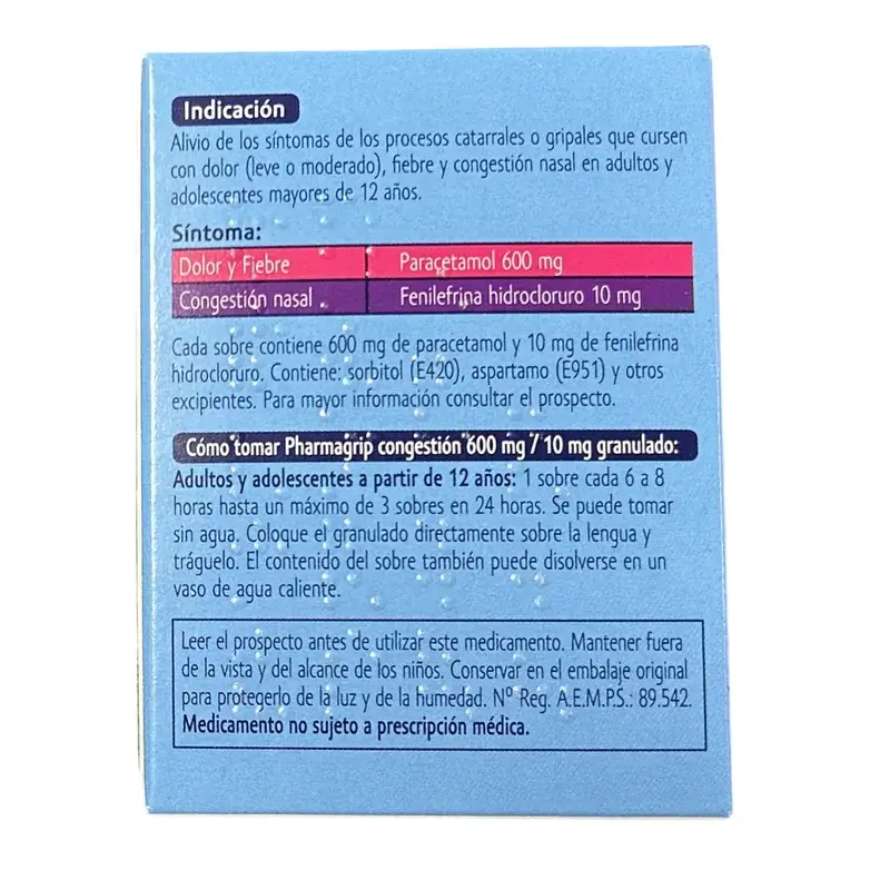 Pharmagrip Congestión 600/10 Mg, 10 sobres granulados - Image 2