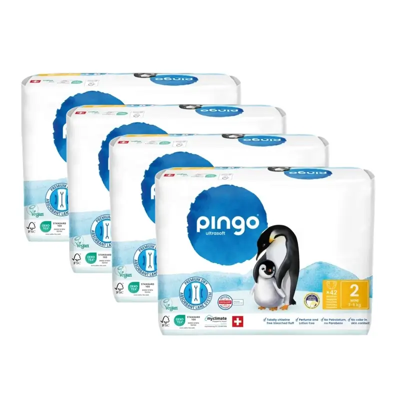 Pingo Pañales Ecológicos Talla 2 (3-6 Kg), 4X42 Unidades