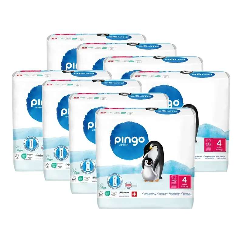 Pingo Pañales Ecológicos Talla 4 (8-14 Kg), 8X40 Unidades