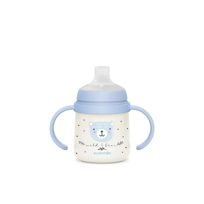Suavinex Biberón Nocturno Night & Day +6 Meses Wild&Free Azul, 150 ml
