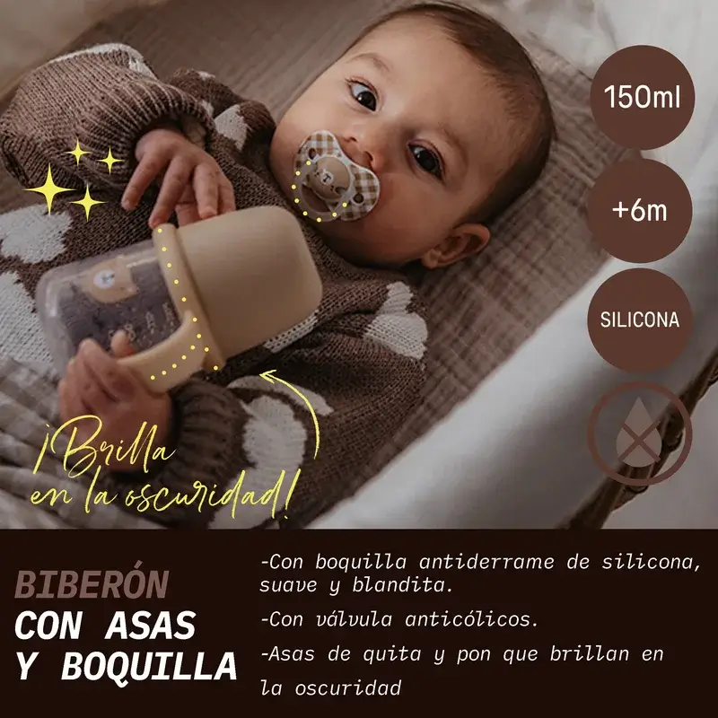 Suavinex Biberón Nocturno Night & Day +6 Meses Wild&Free Beige, 150 ml - Image 2