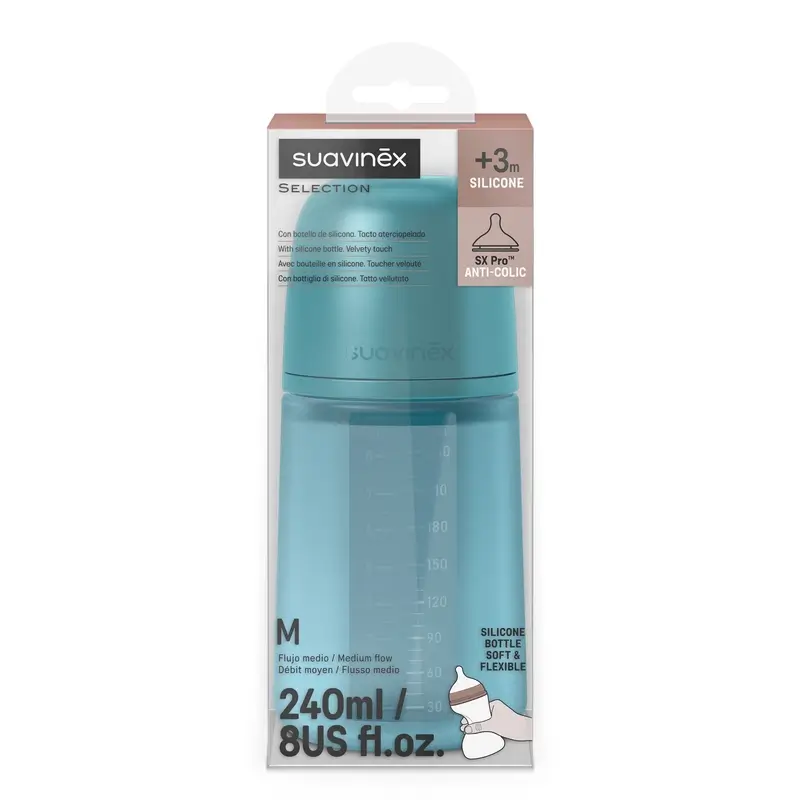 Suavinex Biberón Silicona 240 Ml, Flujo Medio (M), +3 Meses, Deep Ocean - Image 3