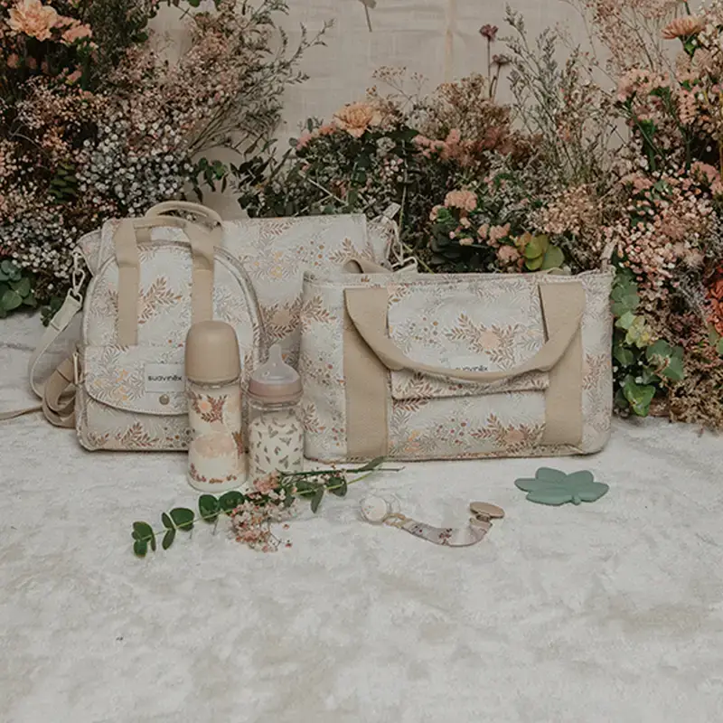 Suavinex Bolso Carro Bebé Panera Estampado Rectangular Poetry Beige - Image 6