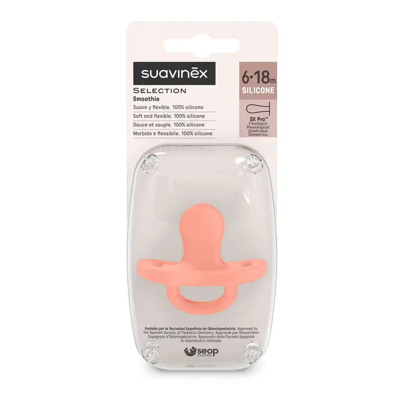 Suavinex Chupete Todo Silicona Fisiológico Sx Pro, 6/18 Meses, Peach Pink - Image 3