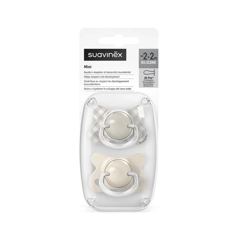 Suavinex Chupetes Tetina Sx Pro -2/2 Meses Wild&Free Beige, 2 unidades