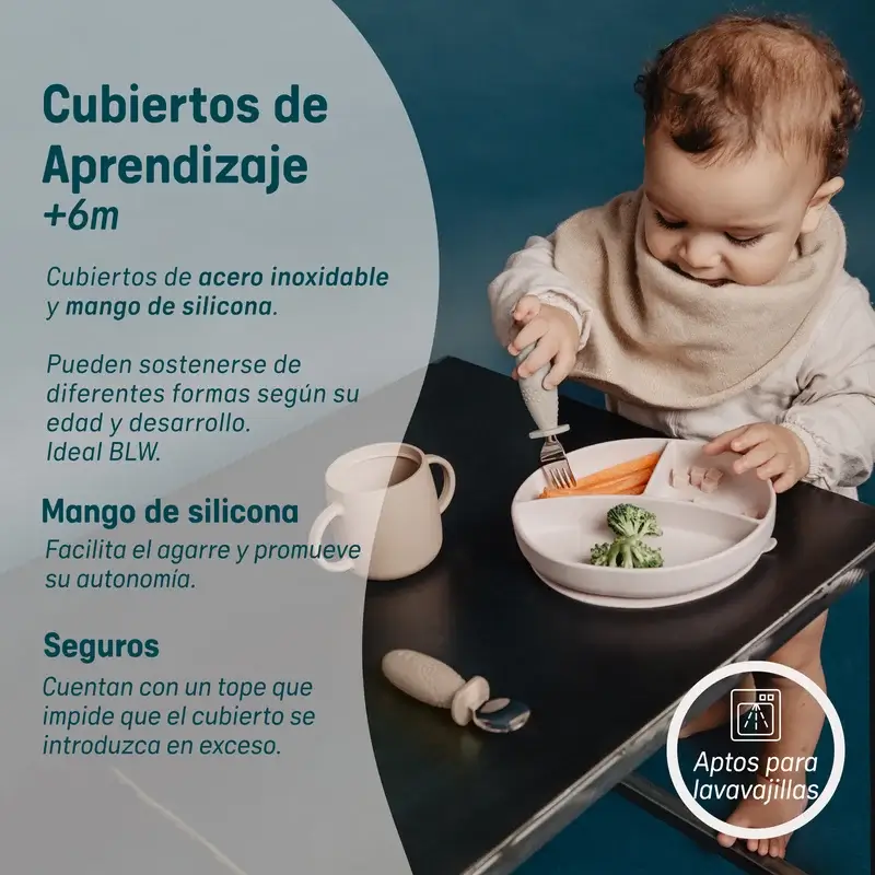 Suavinex Cubiertos Aprendizaje Acero Inoxidable, +6 Meses, Beige - Image 4