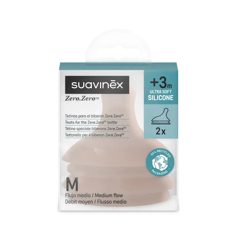 Suavinex Pack 2 Tetinas Zero Zero Flujo Medio (M), +3 Meses, Deep - Image 2